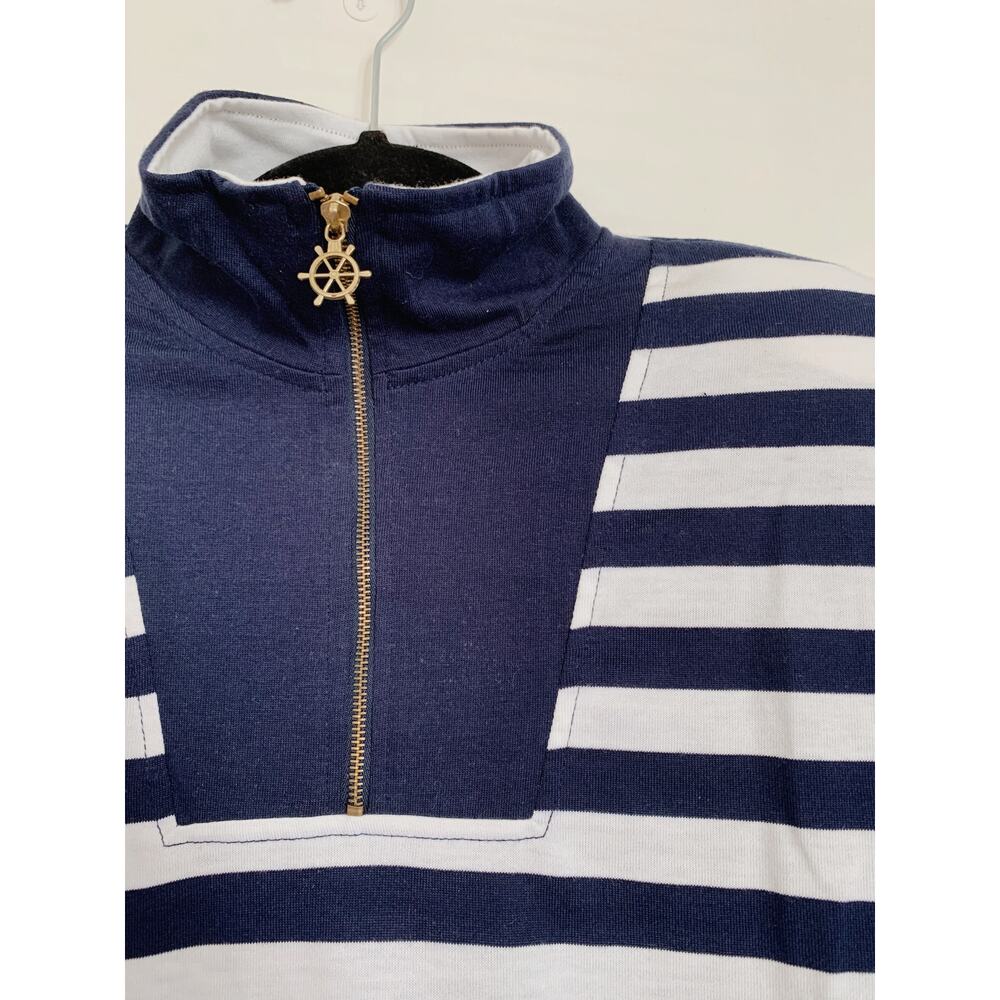 Navy Blue and White Vintage Silvercord 3/4 Zip Up Sweatshirt S - Picture 3 of 7